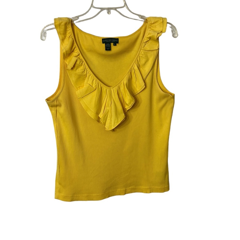 Ralph Lauren Jeans Company Womens Yellow Ruffle Tank Top Size XL. ☑️ - Picture 3 of 6